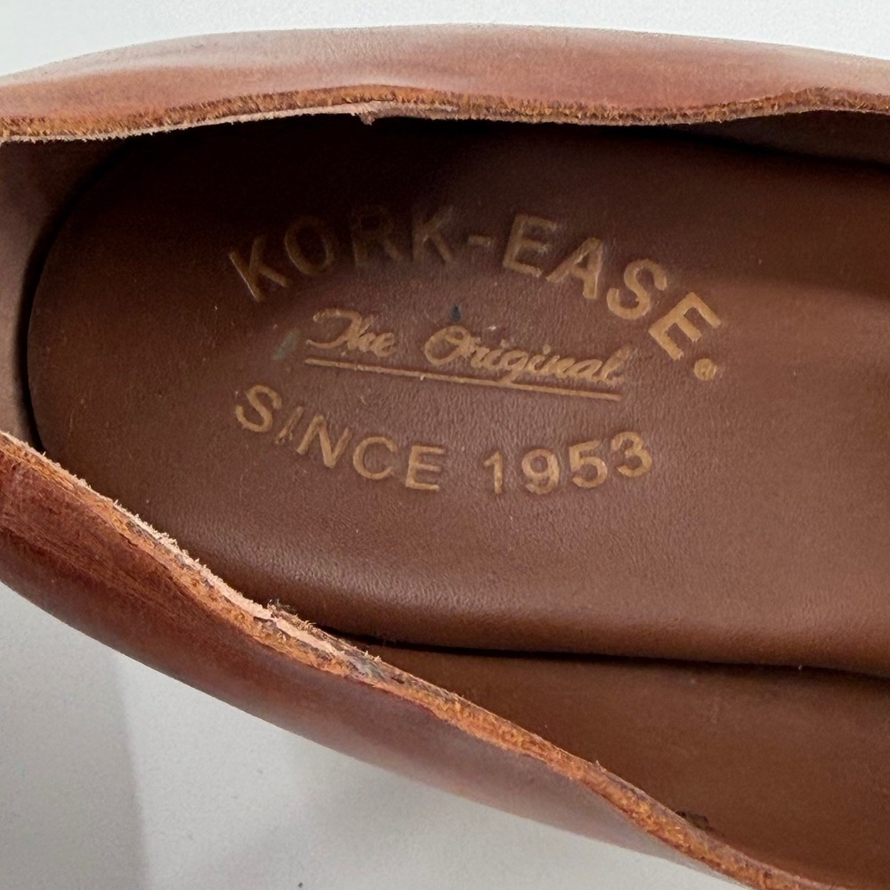 Kork-Ease Brown Leather Heeled Loafers Block Heel Ring Detail Pumps Womens 9.5 - Picture 4 of 10
